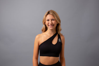 One Shoulder Top--Black