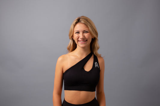 One Shoulder Top--Black