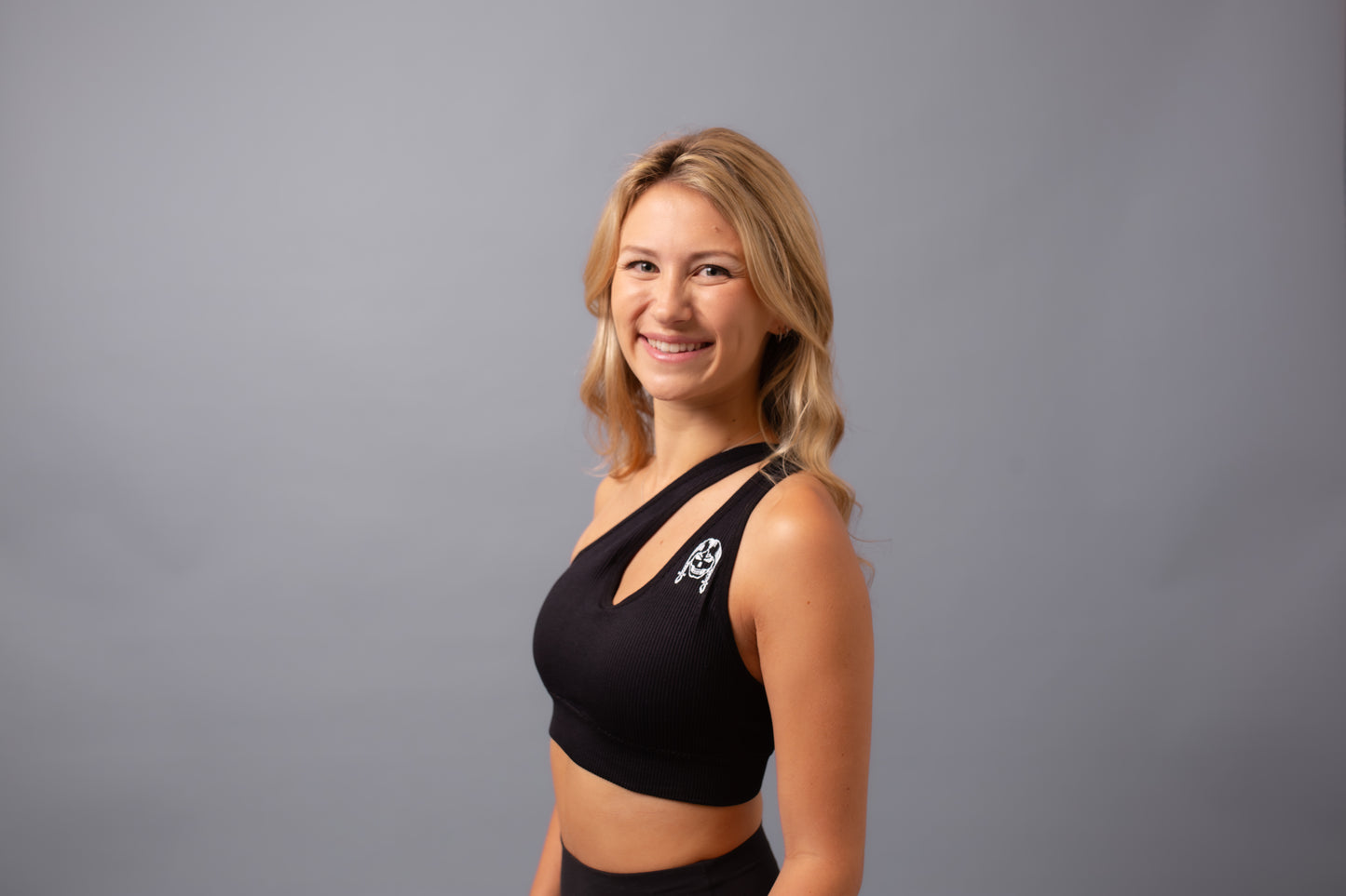 One Shoulder Top--Black