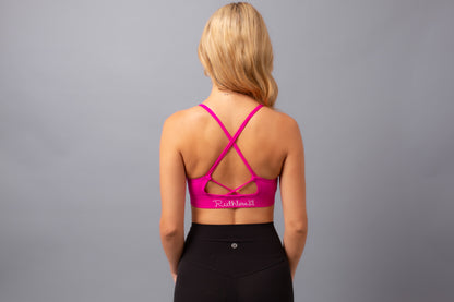 Round Neck Backless Sports Bra--Hot Pink